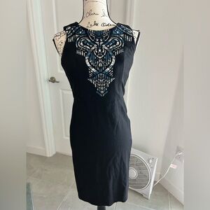 Twelfth Street by Cynthia Vincent Black Dress with Blue Accents